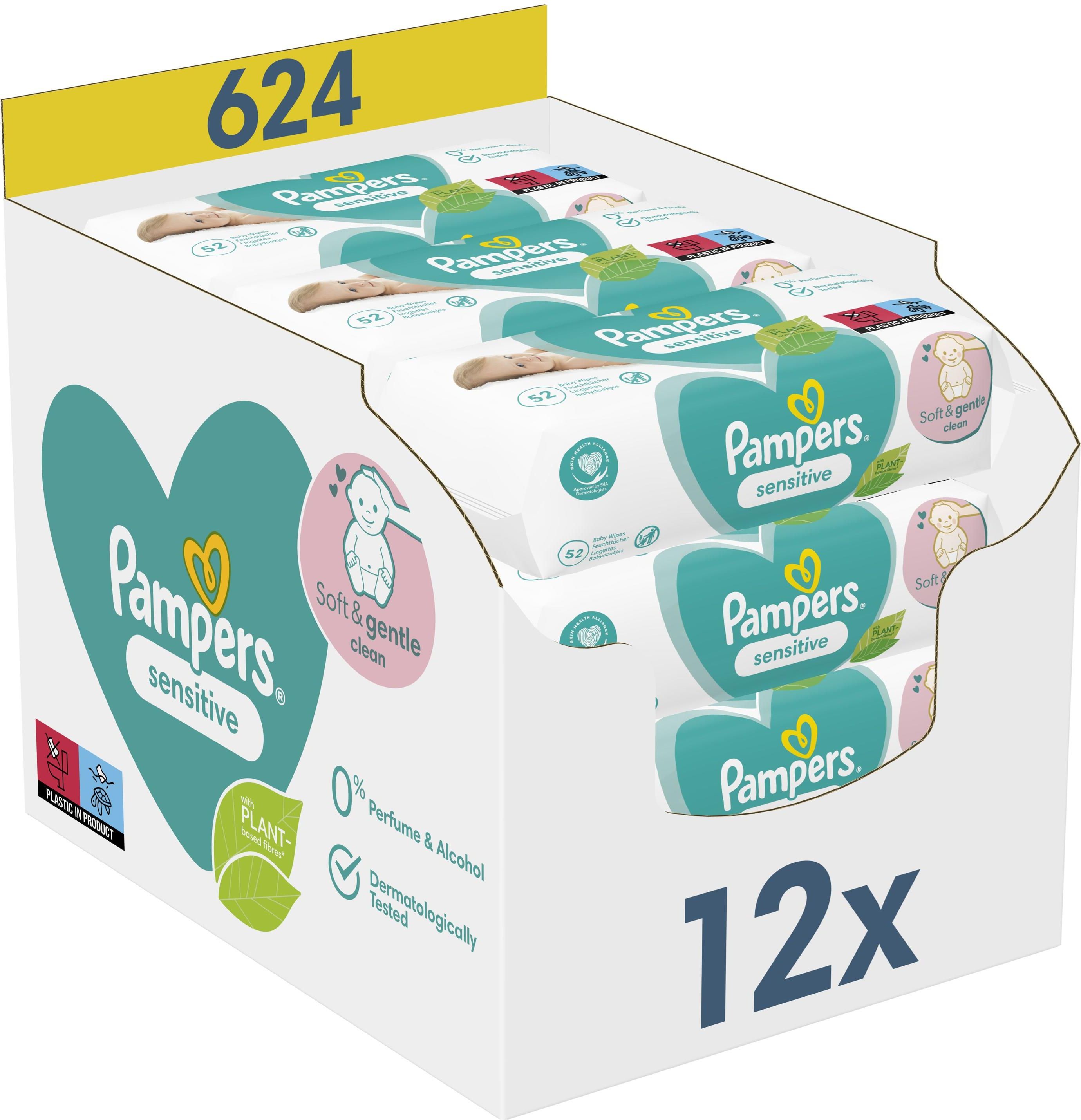 pampers sensitive chusteczki nawilżające 12x52 szt