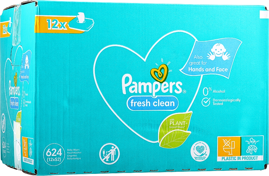 pampers fresh clean chusteczki nawilżające 12x52 szt