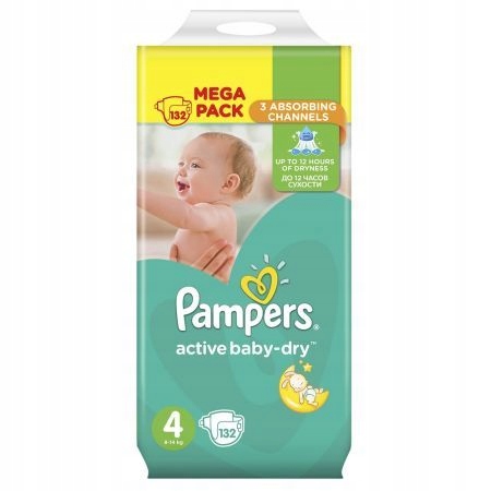 pampers active baby-dry pieluchy 4 maxi 8-14 kg 64 szt