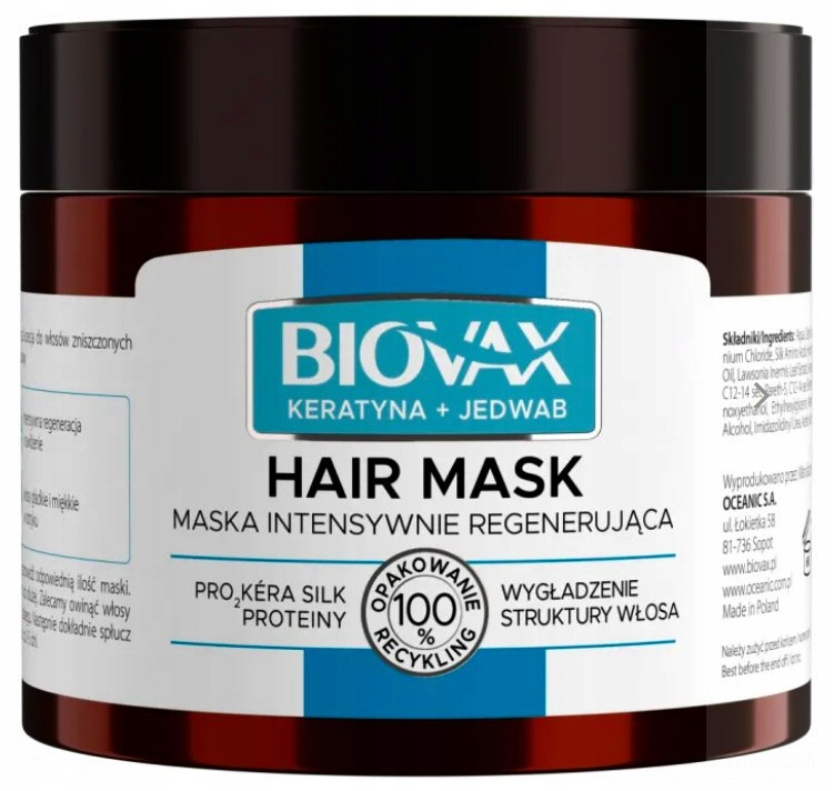 lbiotica biovax maska do włosów zniszczonych i przesuszonych keratyna jedwab