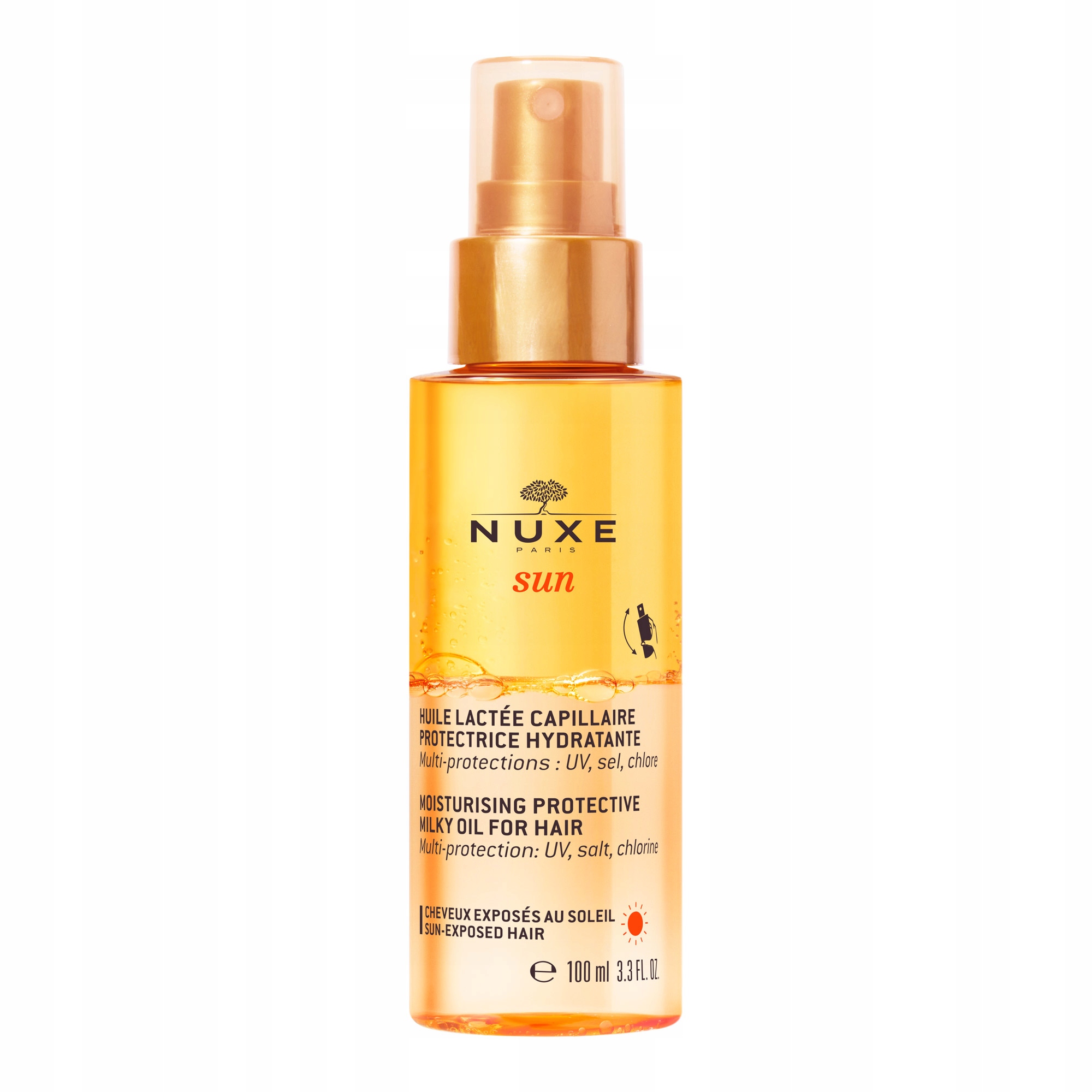 nuxe sun nawilżająco-ochronny mleczny olejek do włosów 100 ml