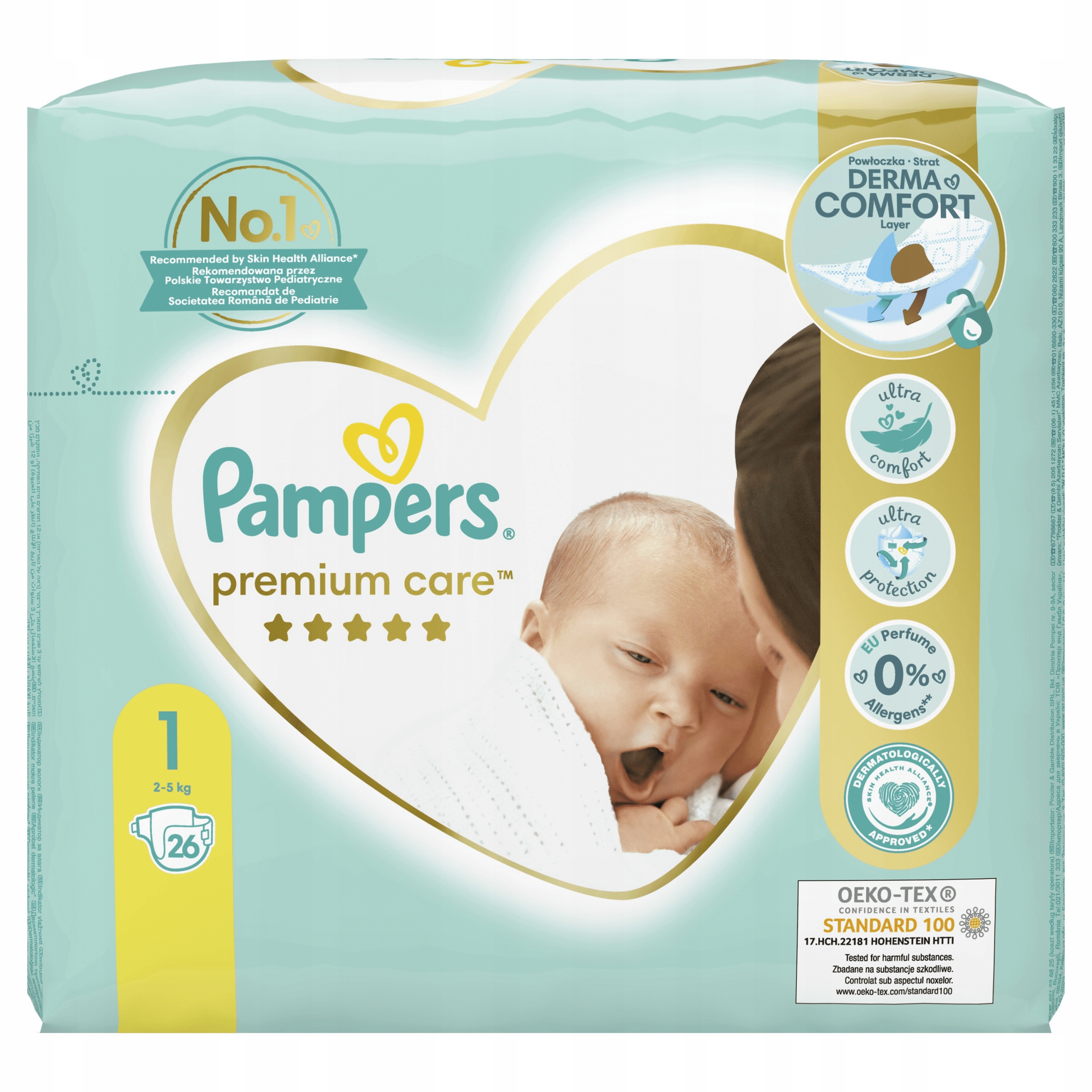 pampers premium care 1 newborn 22 szt 2-5kg